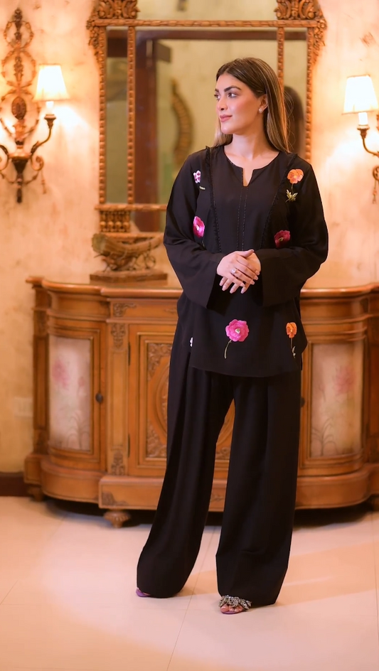 Women's Black Trendy Co-Ord Set - BlackBeads